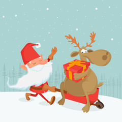 Santa Claus with Reindeer for Christmas celebration.