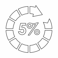 Sign 5 load icon in outline style isolated on white background. Loading symbol