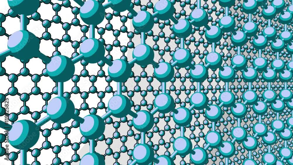 Aufkleber two layers of hexagonal atomic structure of graphene. cartoon version for presentations and reports.