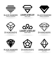 Set of diamonds symbols and logo design elements (14)