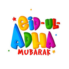 Colorful Text for Eid-Al-Adha Celebration.