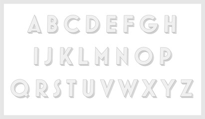 Retro text 3D font set. Alphabet on white background isolate