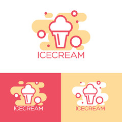 Colorful ice cream vector logo design concept