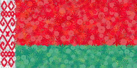 Flag of the Republic of Belarus with flowers