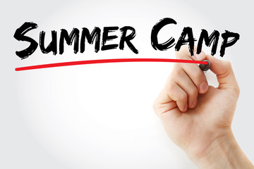 Hand writing Summer Camp with marker, concept background