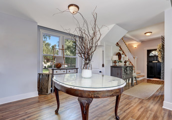 Round wooden Antique Table with decorative Dry branches