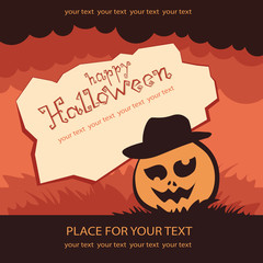 Happy Halloween. Pumpkins on a dark background, flyer for your d