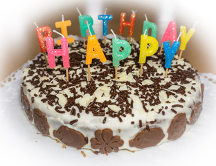 birthday cake with candles. Happy Birthday