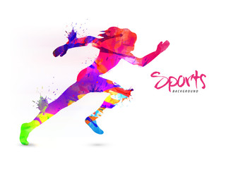 Obraz na płótnie Canvas Sports Background with female runner.