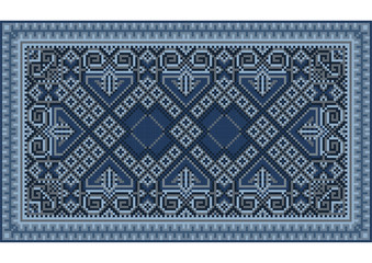 A refined luxurious vintage oriental carpet with dark blue and bluish shades