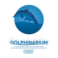 Dolphinarium logo. Dolphin logo. Banner. Vector flat illustration.