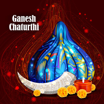 Lord Ganpati on Ganesh Chaturthi background Stock Vector | Adobe Stock