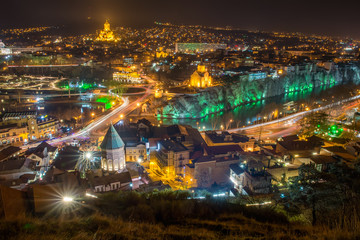 Fototapeta premium Top view of the Tbilisi 
