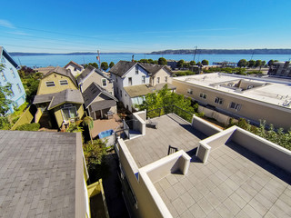 Panoramic view of residential area and Scenic bay in Tacoma