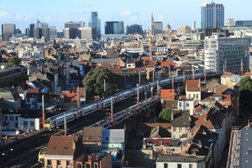 Obraz premium Brüsseler Panorama / Blick vom Boulevard du Midi über die Stadt
