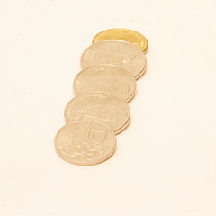 Jubilee Modern Russian Coins Isolated On The White Background