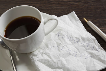 Love confession on napkin