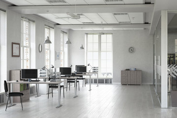 Elegant office interior . Mixed media