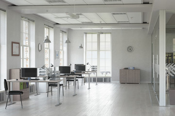 Elegant office interior . Mixed media