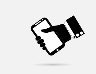 Mobile phone in hand icon