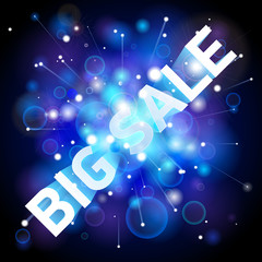 Big Sale. Abstract blue lights background, space wallpaper, big bang, vector design art