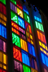 Colourful lighting from color glass window
