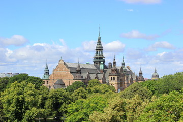 Fototapeta na wymiar Blick über das berühmte Nordische Museum in Djurgarden in Stockholm (Schweden)