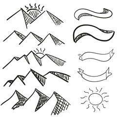 Disegni Montagne con Sole e coccarde