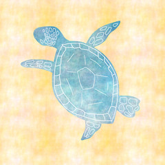 砂浜のウミガメ / おしゃれな手描き風イラスト