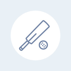 Cricket bat line icon isolated on white