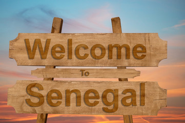 Welcome to Senegal sign on wood background