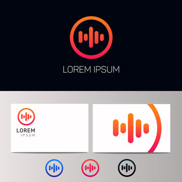 Abstract minimalistic sound music equalizer icon. Vector audio l