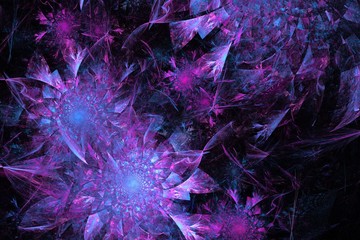 fractal purple crystal flowers © mariyakuprevich