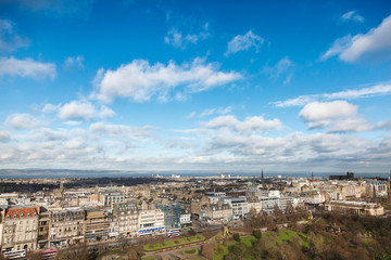 Fototapeta na wymiar Old Town in Edinburgh in Scotland. View from the Edinburgh Castl