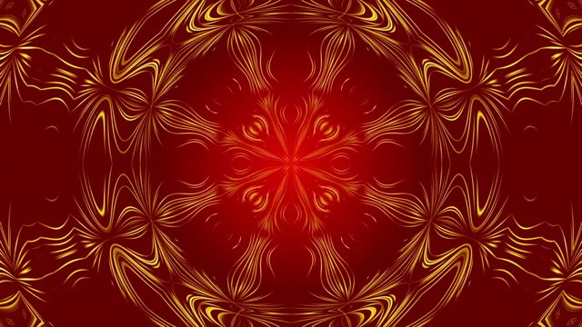 red abstract background and gold waves, loop