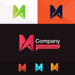 Abstract M letter logo sign symbol element icon vector design