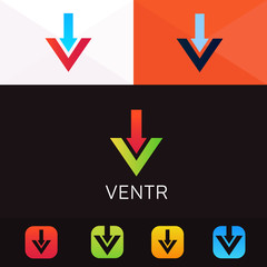 V letter logo arrow sign company symbol vector design