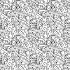 Vector Seamless Monochrome Floral Pattern