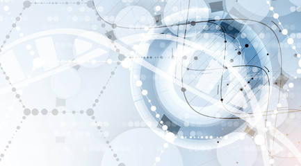 dna and medical and technology background. futuristic molecule structure presentation