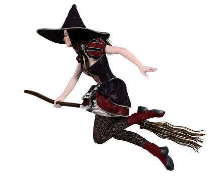 Young witch isolated