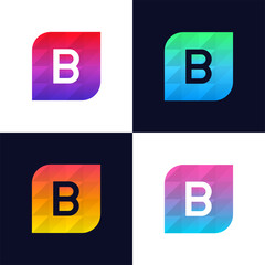 B letter logo icon mosaic polygonal colorful shape element. Crea