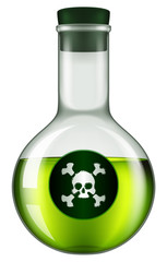 Poison bottle with a skull and crossbones label. Vector illustration.