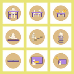 Collection of back to school items in flat style education stuff