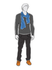 silhouette of men in stylish clothes. vector illustration.