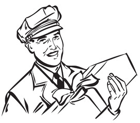 Delivery man with the gift vector image