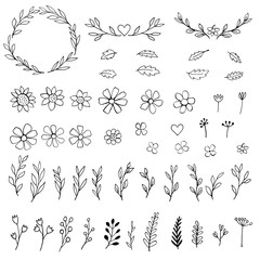 Ink hand drawn florals