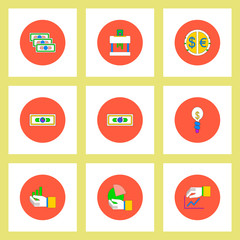 Collection of icons in flat style economic statistics
