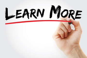 Hand writing Learn More with marker, concept background