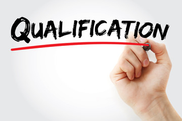 Hand writing Qualification with marker, concept background