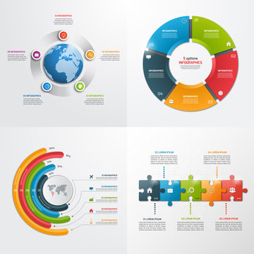 5 steps vector infographic templates. Business concept.